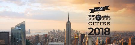 World's top 10 cities 2018 banner Twitter Modelo de Design