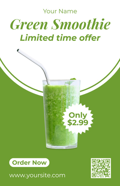 Limited Time Offer of Green Smoothie Recipe Card Πρότυπο σχεδίασης