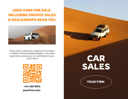Car Sale Offer with SUV in Desert Brochure 8.5x11in Bi-fold Design Template