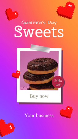 Delicious Cookies for Galentine`s Day Instagram Video Story Design Template