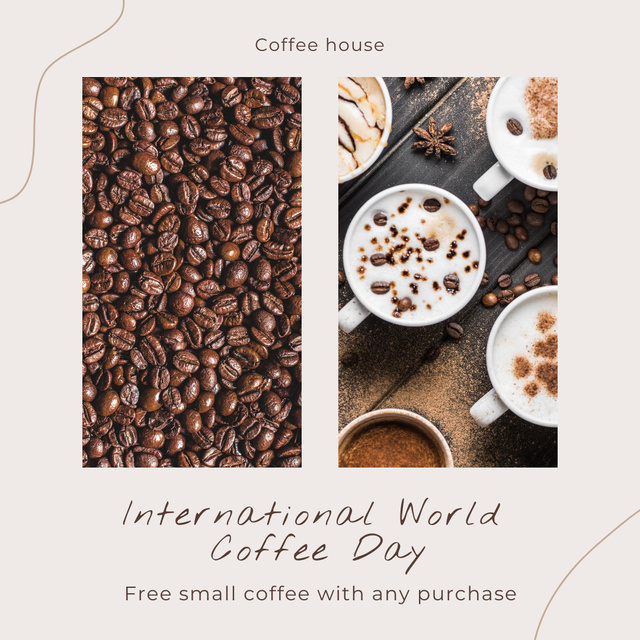 International Coffee Day Promotion with Free Small Cup Instagram Πρότυπο σχεδίασης