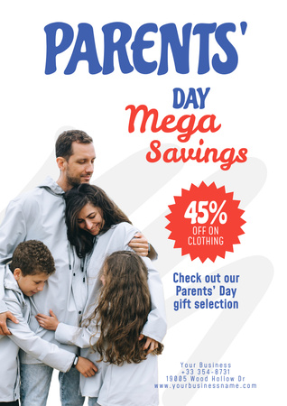 Parent's Day Sale with Happy Family Poster A3 Modelo de Design