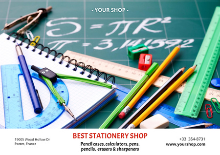 Stationery Shop Ad Poster B2 Horizontal Design Template