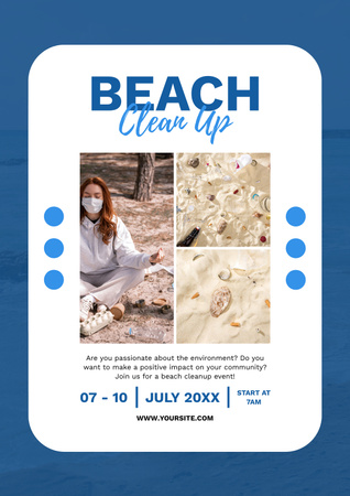 Plaj Yardım Etkinliğinin Temizlenmesi Poster Tasarım Şablonu
