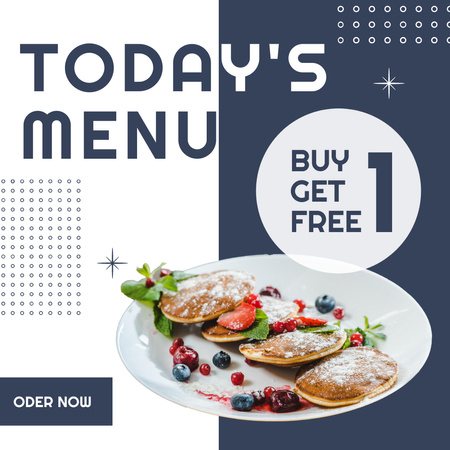 Sweet Menu Sale Ad with Berry Pancakes  Instagram Design Template