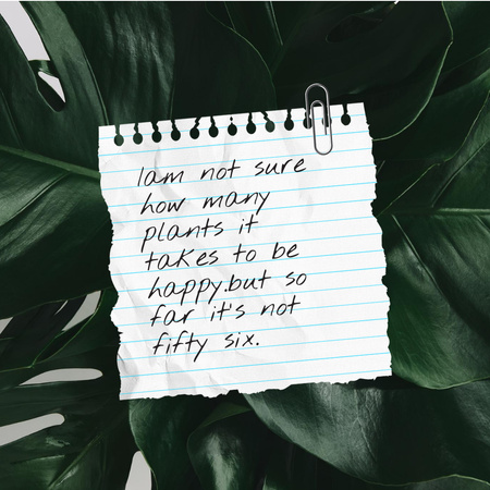 Designvorlage Inspirational Phrase with Plant Leaves für Instagram