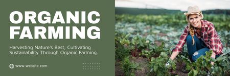 Young Woman Farmer Harvesting in Field Email header Design Template