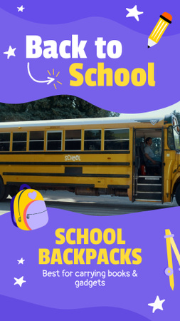 Durable School Backpacks Offer For Kids Instagram Video Story Design Template