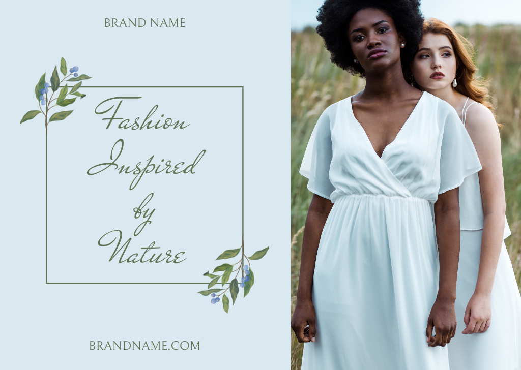 Fashion Romantic Dresses Sale Ad Layout with Photo Card – шаблон для дизайна