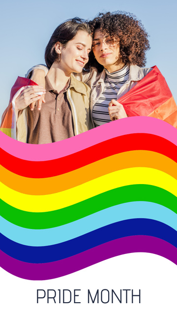 Designvorlage Pride Month Announcement with Girl showing Rainbow Heart für Instagram Story