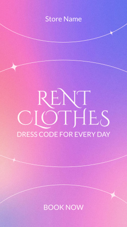Aluguel de roupas roxo gradiente mínimo Instagram Story Modelo de Design