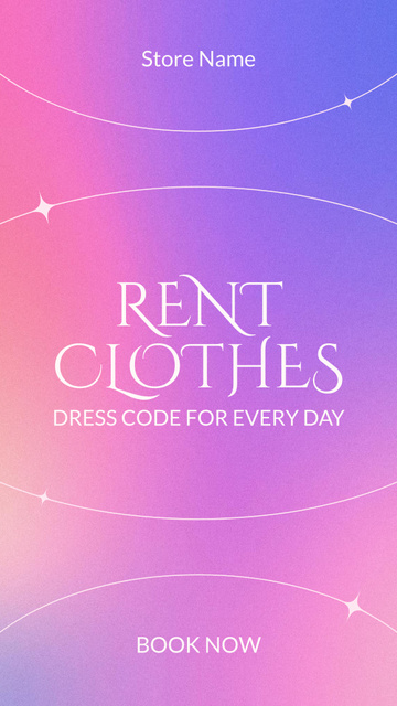 Designvorlage Rental clothes purple gradient minimal für Instagram Story