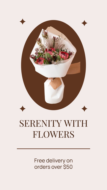 Designvorlage Floristic Services with Free Bouquet Delivery für Instagram Story