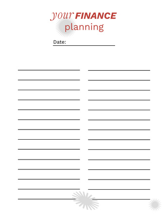 Personal Finance Planning with Lines on White Notepad 107x139mm Design Template