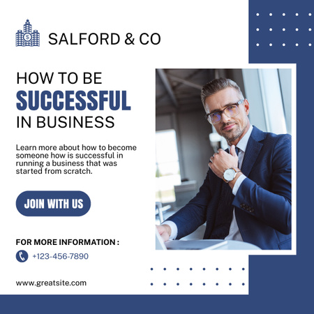 Business Success Training Course or Consultation Ad LinkedIn post tervezősablon