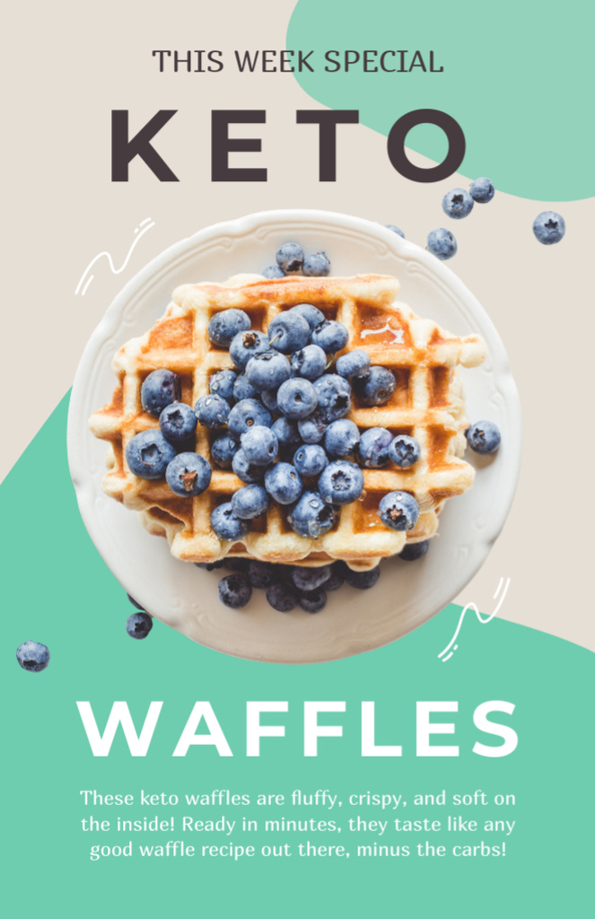 Offer of Delicious Blueberry Waffles Recipe Card Modelo de Design