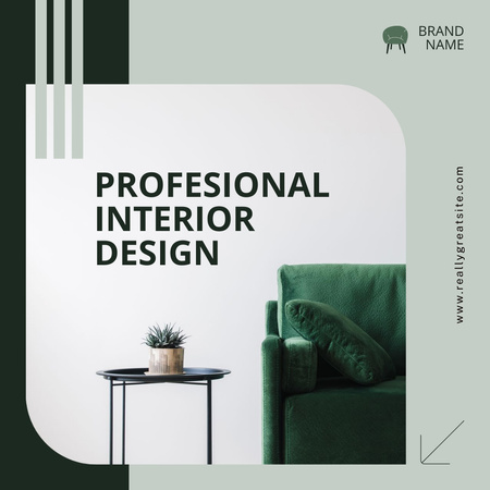 Professional Interior Design Offer Green Instagram AD Šablona návrhu