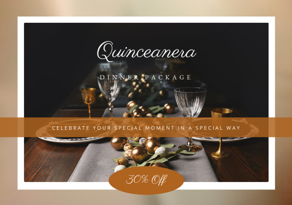 Ontwerpsjabloon van Postcard A5 van Special Offer for Celebration of Quinceañera