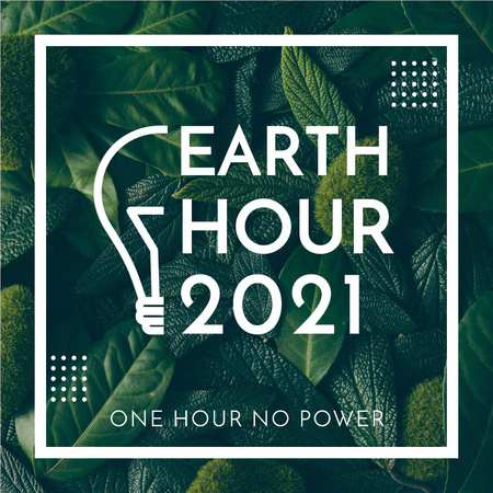 Ontwerpsjabloon van Instagram AD van Earth hour evenement van groene bladeren