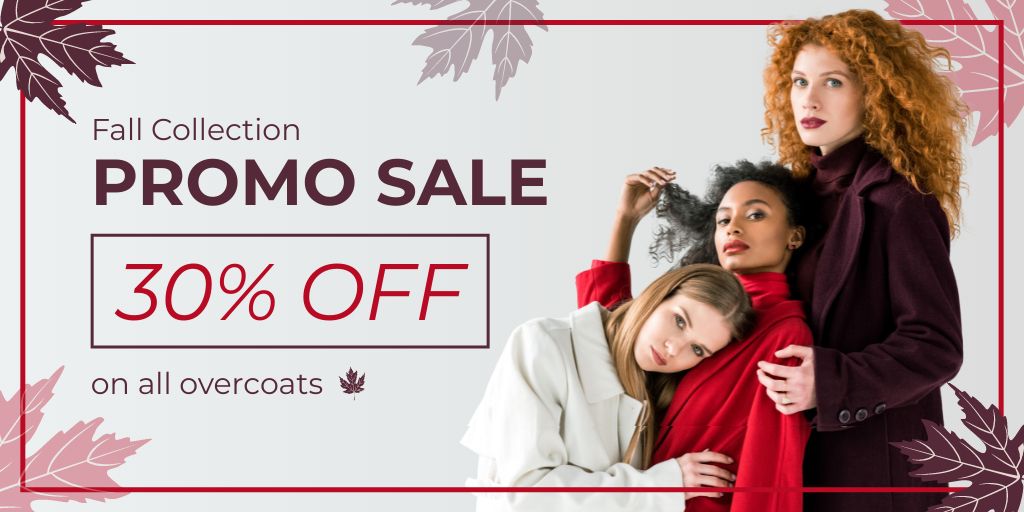 Colorful Fall Collection Promo Sale For Coats Twitter Πρότυπο σχεδίασης