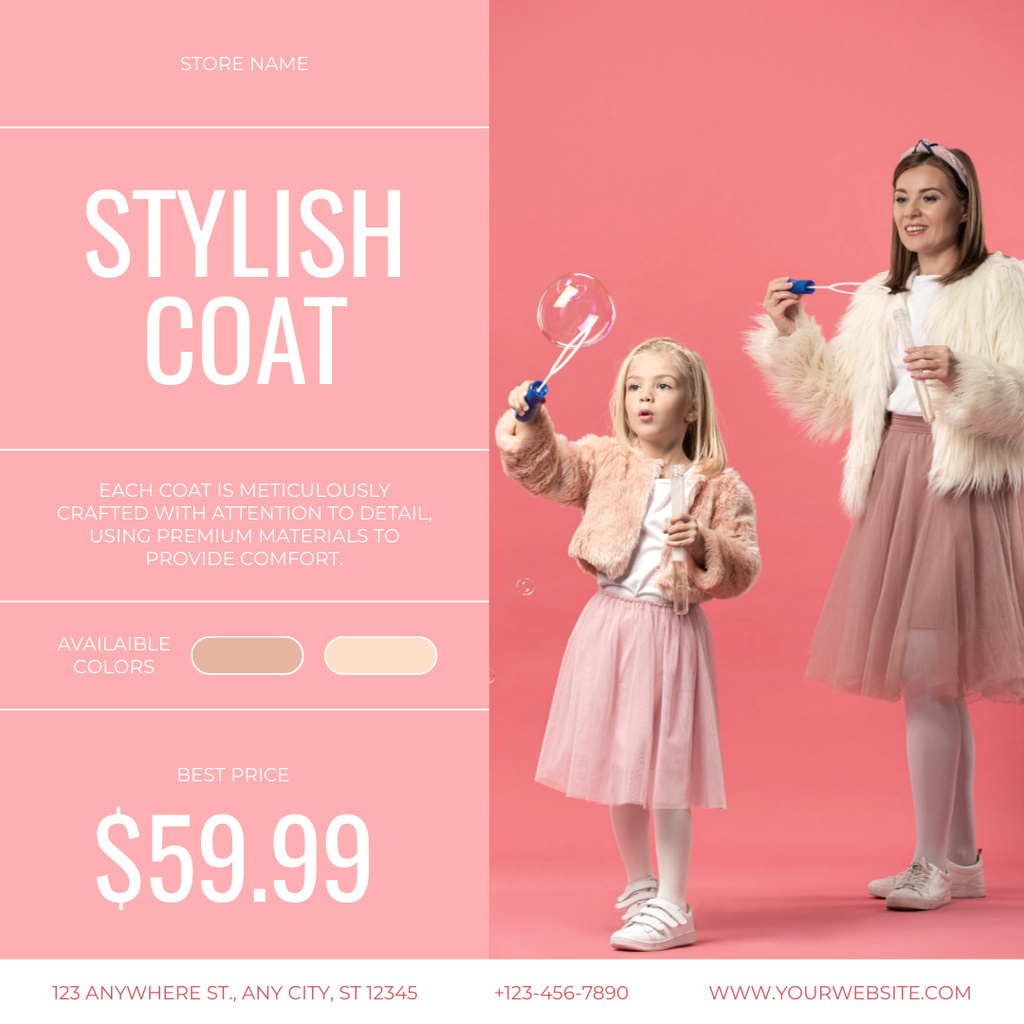 Collection of Stylish Coats Instagram AD Design Template
