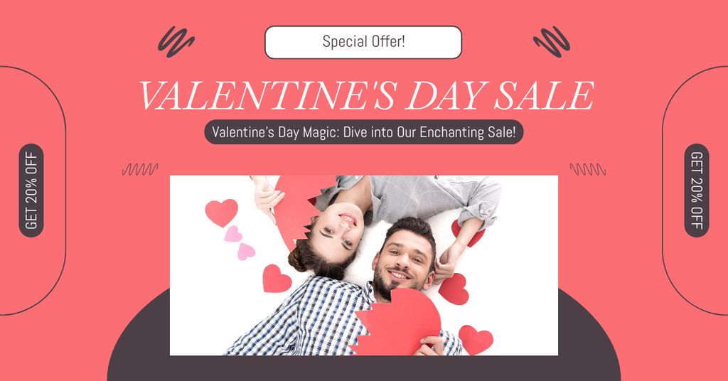Ontwerpsjabloon van Facebook AD van Valentine's Day Magic Sale