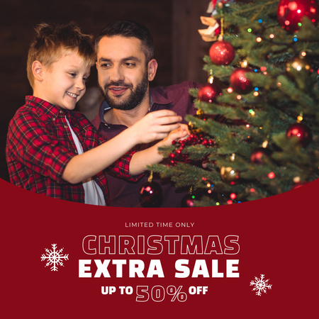 Christmas Sale dad and son Animated Post Design Template
