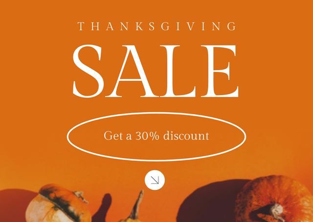 Thanksgiving Sale Announcement with Pumpkins in Orange Flyer A6 Horizontal Design Template