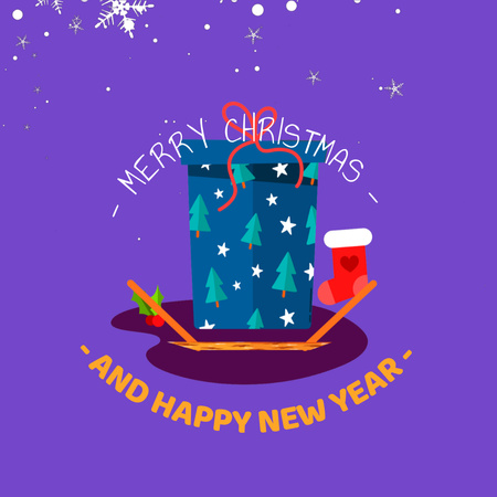 Cute Christmas Greeting with Present Animated Post Design Template