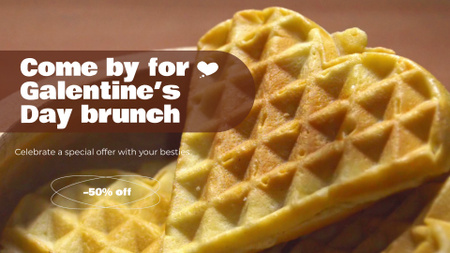 Galentine`s Day Brunch With Heart-shaped Waffles Full HD video Design Template