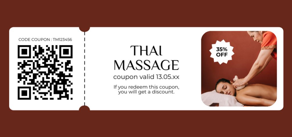 Thai Massage Services Offer with Discount Coupon Din Large Design Template