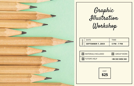 Plantilla de diseño de Drawing Workshop With Graphite Pencils Invitation 4.6x7.2in Horizontal 