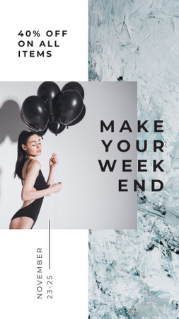 Girl in swimsuit holding balloons Instagram Story Design Template
