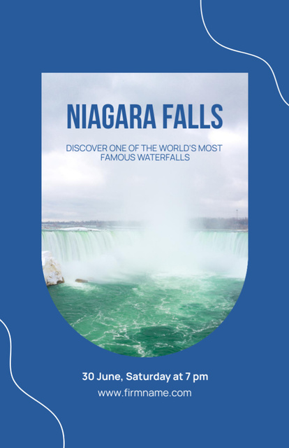 Travel Tour to Niagara Falls on Blue Invitation 5.5x8.5in Design Template