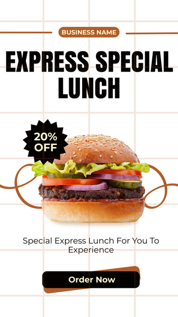 Express Special Lunch Ad with Delicious Burger Instagram Story Tasarım Şablonu