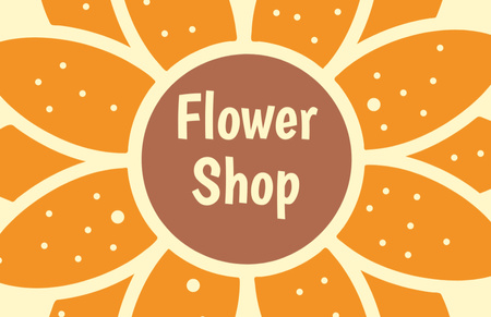 Flower Shop Simple Orange Business Card 85x55mm Design Template