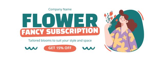 Ontwerpsjabloon van Facebook cover van Flower Fancy Subscription Offer with Discount