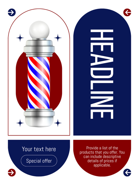Designvorlage Promotion of Elegant Barbershop for Stylish Men für Poster US