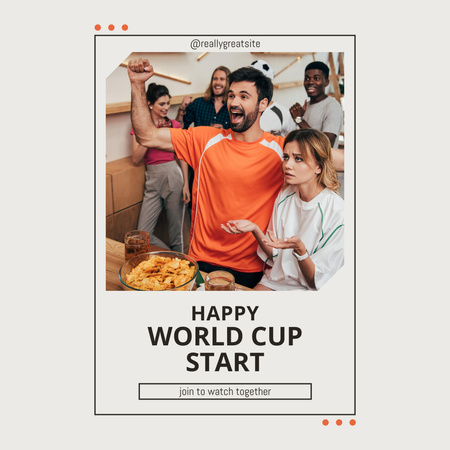 Happy World Cup Announcement with Fun Friends Instagram Design Template