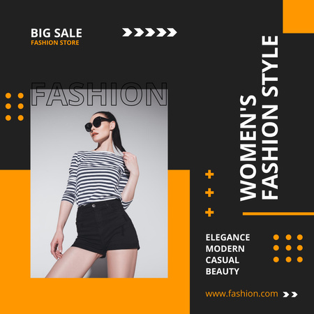 Women Fashion Sale Ad on Black Instagramデザインテンプレート
