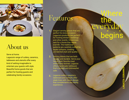 Ad of Restaurant with Fresh Pears on Plate Brochure 8.5x11in Z-fold Design Template