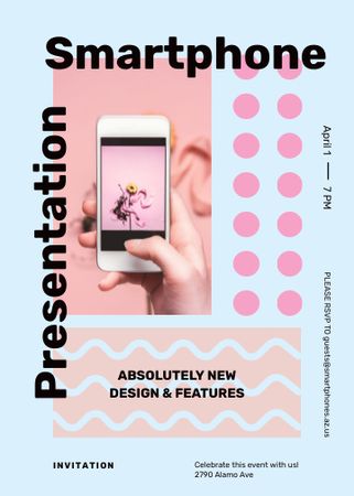 Plantilla de diseño de Taking photo with Phone for Smart Home Presentation Invitation 