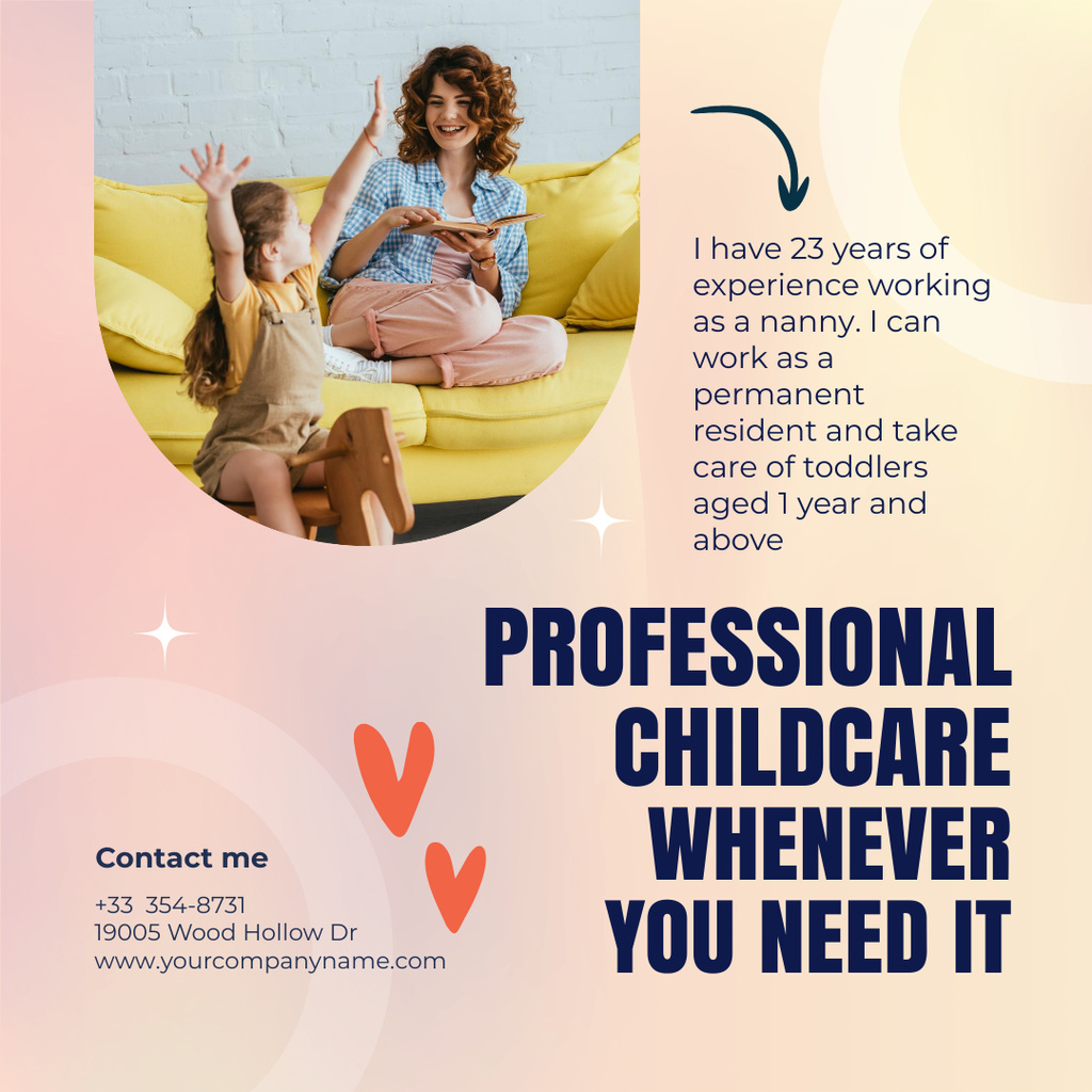 Designvorlage Professional Babysitting Services Offer für Instagram