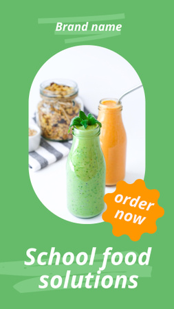 School Food Ad with Fruit Smoothies Instagram Video Story Design Template