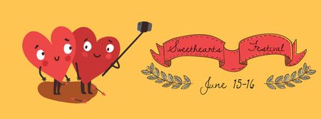 Hearts taking Selfie on Valentine's Day Facebook Video cover – шаблон для дизайну