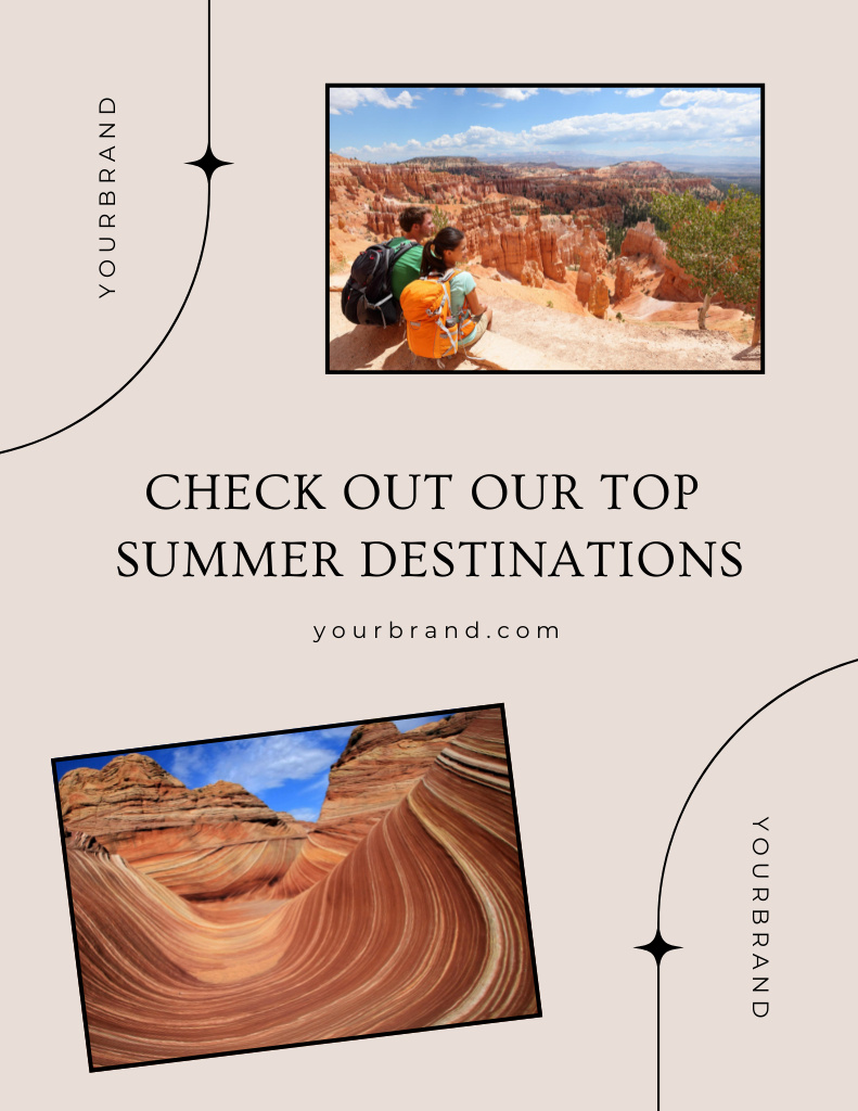 Fun-filled Travelling Destinations With Summer Landscape Poster 8.5x11inデザインテンプレート