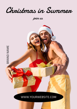 Plantilla de diseño de Christmas in Summer with Happy Couple Flyer A7 