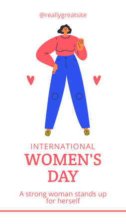 Ontwerpsjabloon van Instagram Story van Internationale Vrouwendagviering met vrouw en harten