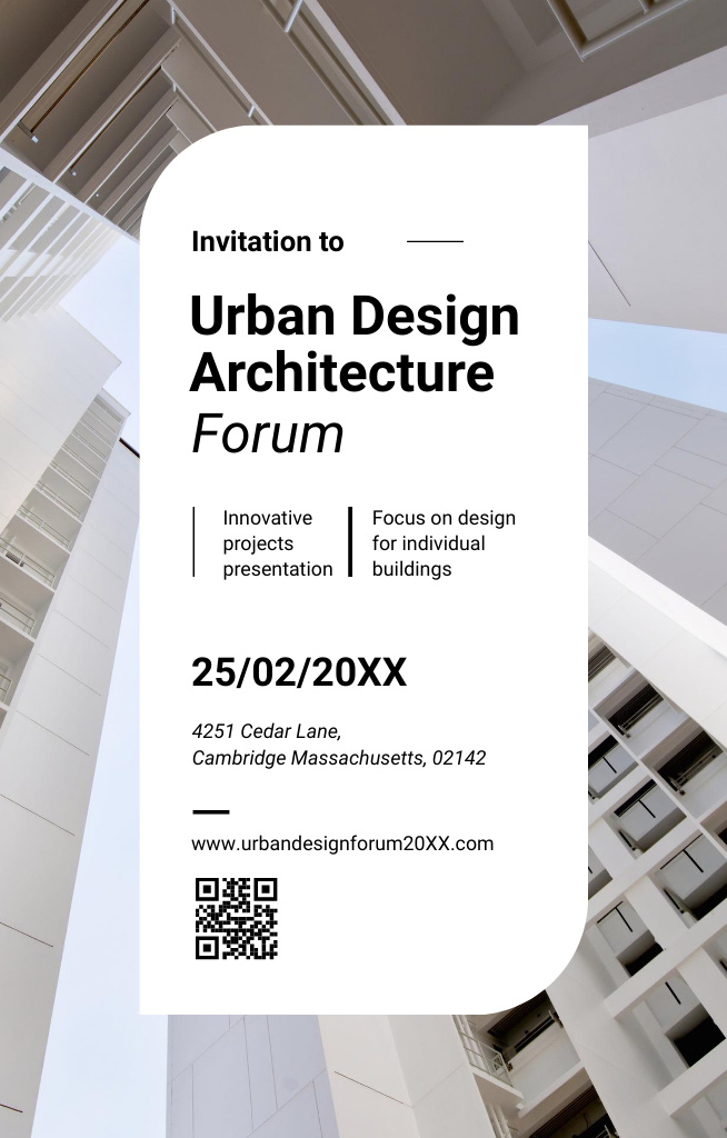 Designvorlage Modern Buildings Perspective On Architecture Forum Announcement für Invitation 4.6x7.2in