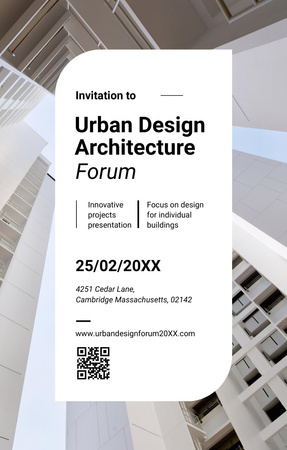 Designvorlage Ankündigung des Forums „Moderne Gebäude aus der Perspektive der Architektur“. für Invitation 4.6x7.2in